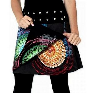 COTON Du Monde Womens Skirt Free One Size Bright Colorful Medallion Wrap Vibrant